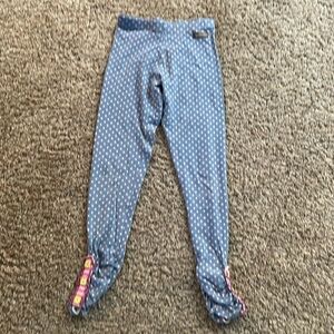 Blue and pink polkadot leggings